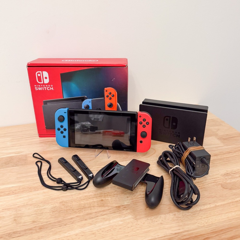 Nintendo Switch Neon Red & Blue 32GB Console in Box HAC-001(-01) | Tested